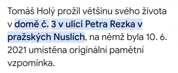 Zvěčnění jména a památky Tomáše Holého