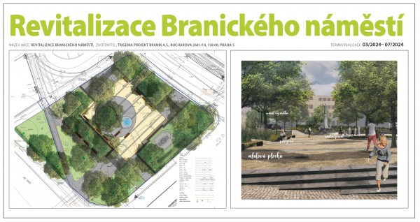 Revitalizace Branického náměstí - vizualizace, půdorys, finální verze