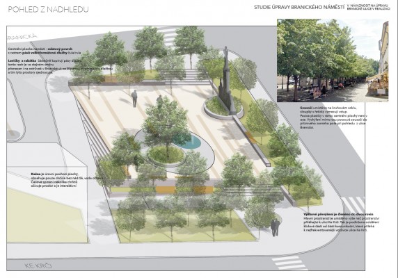Revitalizace Branického náměstí - půdorys, studie