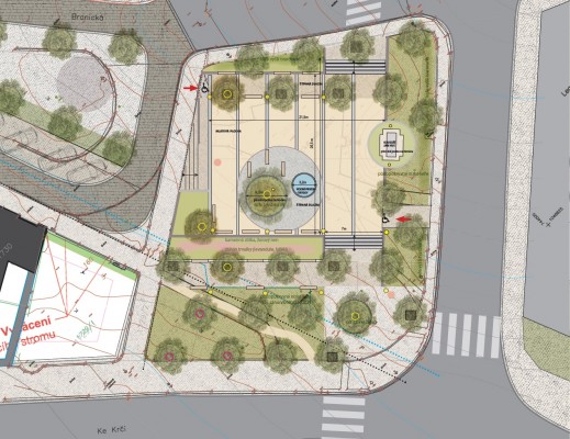 Revitalizace Branického náměstí - půdorys, studie