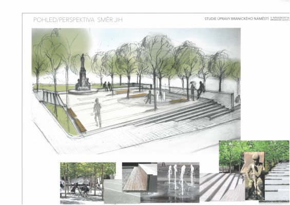 Revitalizace Branického náměstí - vizualizace, studie