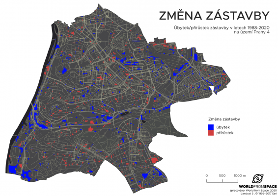 Družicová analýza vegetace, zástavby a mikroklimatu Prahy 4