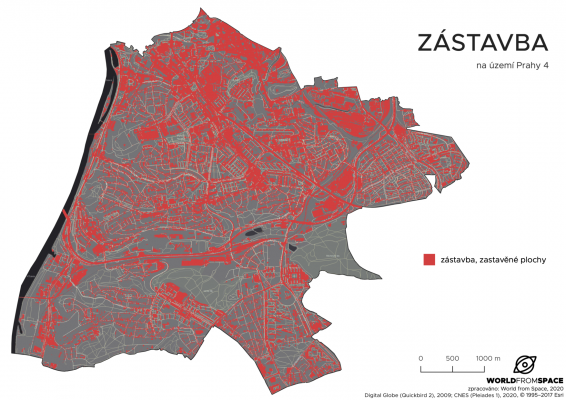 Družicová analýza vegetace, zástavby a mikroklimatu Prahy 4