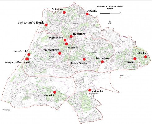 Mapa květnatých luk v Praze 4